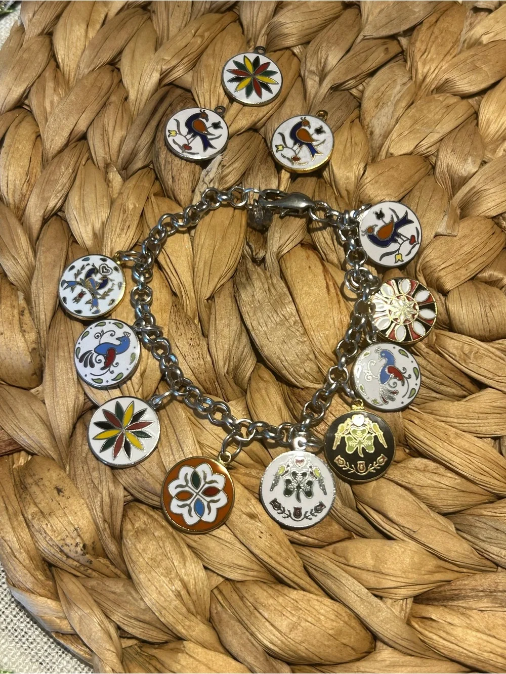 Vintage Deadstock Hoffman PA Dutch Enamel Hex Sign Charm Bracelet/Charms Rare